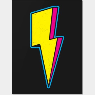 Retro 3D Lightning Bolt Posters and Art